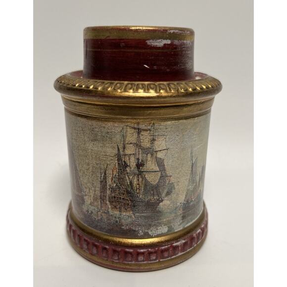 Vintage Italian Terracotta Candle Holder Made In Italy Nautical Ship Victorian - Picture 1 of 11
